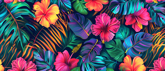 Hawaiian brilliant colors patterns seamless