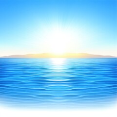 Obraz premium Tranquil horizon blue sea silhouette digital art serene environment minimalist viewpoint