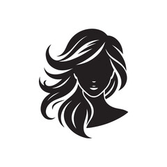 Black Color Woman Hairstyle silhouette design Vector Illustration, Solid White Background 38.eps