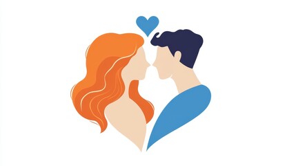 Obraz premium Loving Couple Heart Shape Illustration Romantic Design