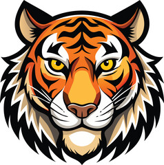 flat color vector esport tiger logo isolated white background