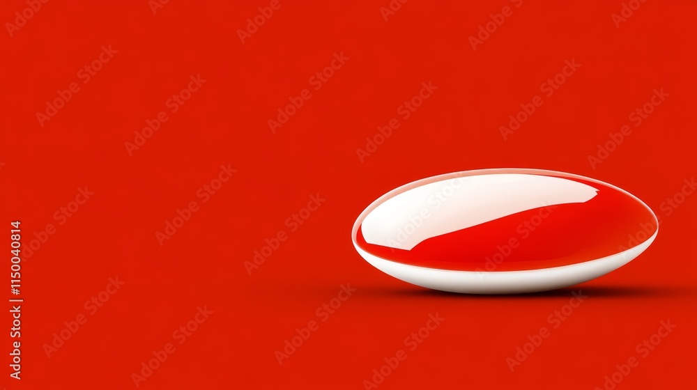 Poster red and white abstract d shape on red background