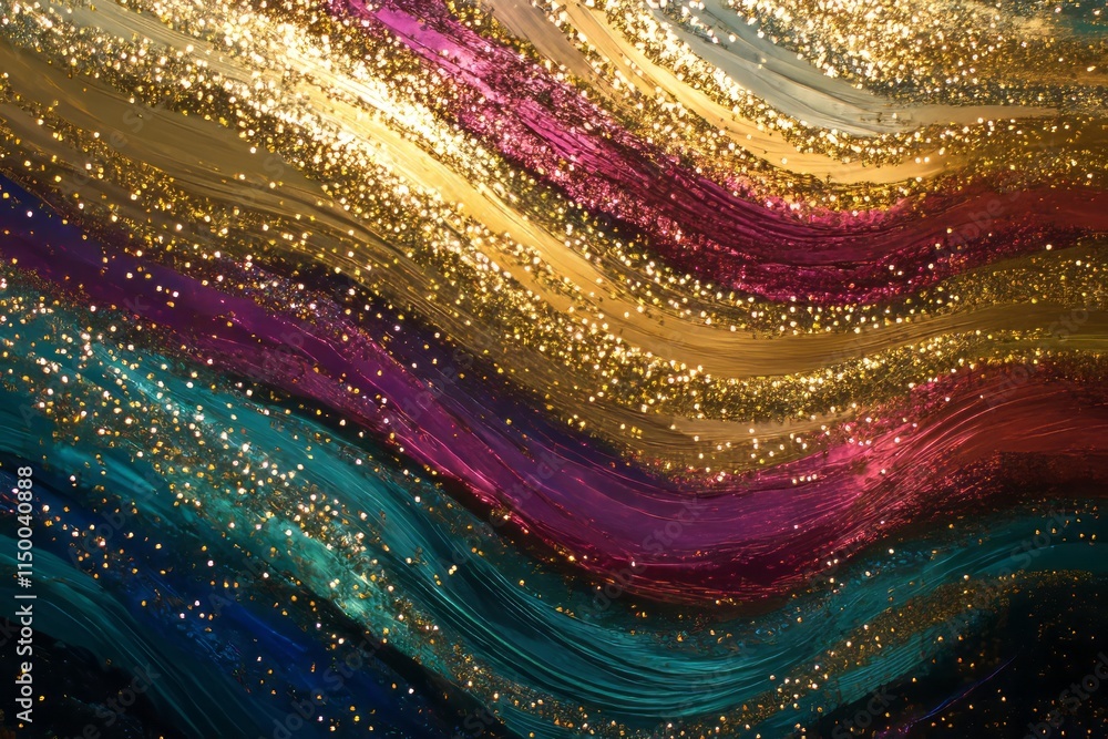 Poster captivating shimmering lights creating colorful waves of motion in an abstract design