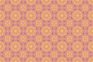 Pastel Pink and Golden Yellow Floral Seamless Pattern.