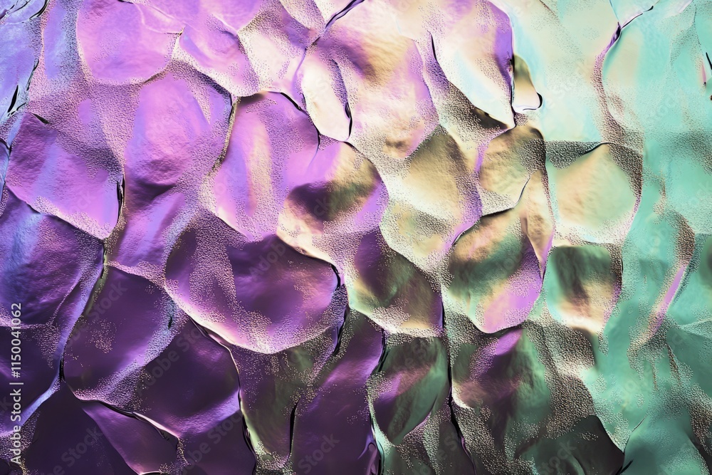 Aufkleber Iridescent texture featuring shiny, colorful surface with dynamic reflections and intricate patterns