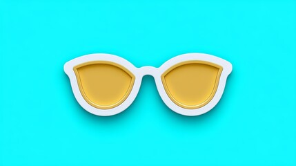 Stylish Yellow   White Sunglasses on Cyan Background