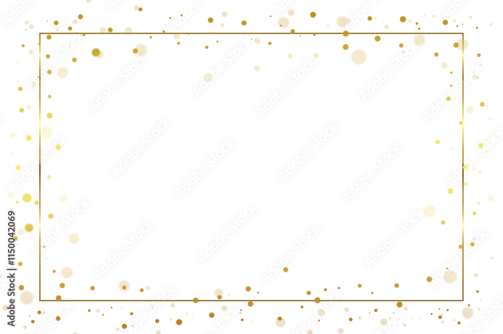 Poster golden frame bokeh square. elegant golden glitter frame on background for luxurious designs. stylish