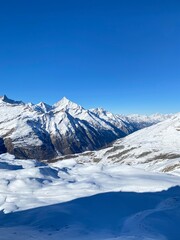snow covered mountains in Switzerland
