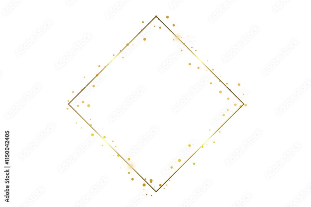 Poster golden frame bokeh square. elegant golden glitter frame on background for luxurious designs. stylish