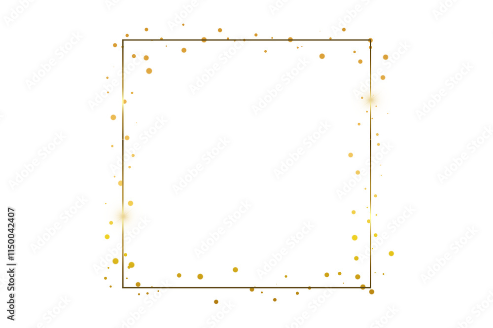 Poster golden frame bokeh square. elegant golden glitter frame on background for luxurious designs. stylish
