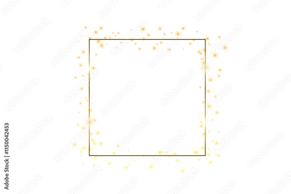 Poster golden frame bokeh square. elegant golden glitter frame on background for luxurious designs. stylish