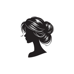 Black Color Woman Hairstyle silhouette design Vector Illustration, Solid White Background 54.eps