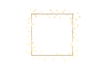 Golden Frame Bokeh Square. Elegant Golden Glitter Frame on Background for Luxurious Designs. Stylish Gold Sparkle Border with  Space for Text or Invitations