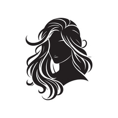 Black Color Woman Hairstyle silhouette design Vector Illustration, Solid White Background 56.eps