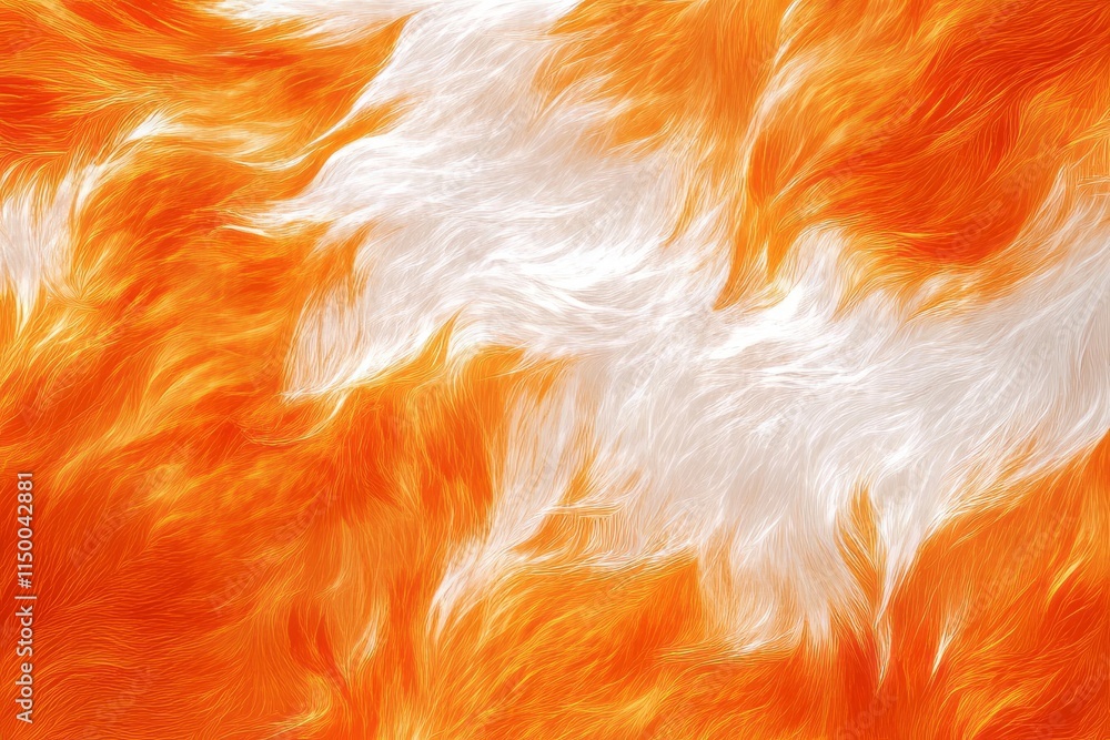 Poster soft fur texture featuring vibrant orange and white shades in a dynamic pattern