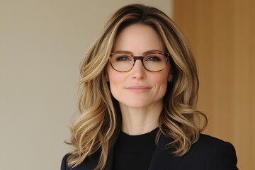Fototapeta premium Confident Professional Woman in Glasses Portrait