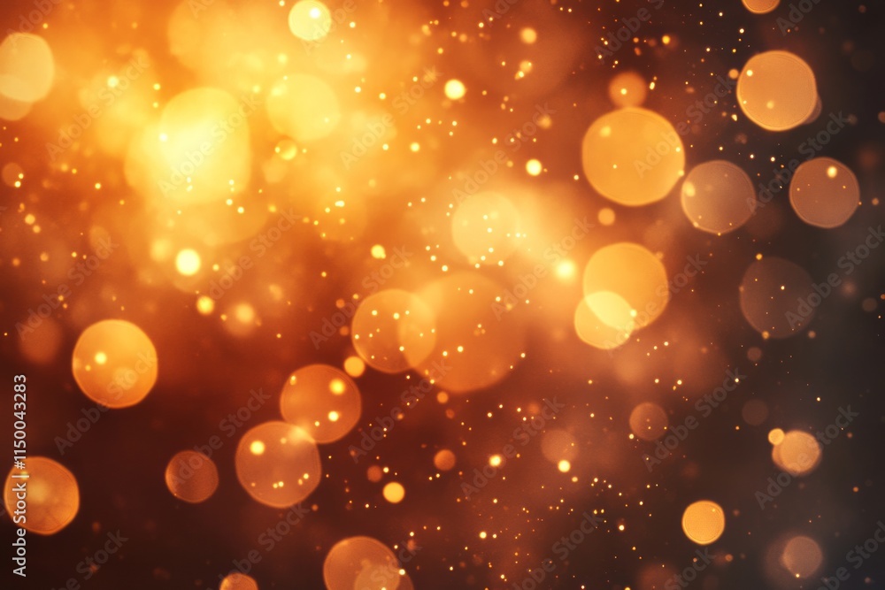 Poster Soft light gradients create a warm atmosphere with shimmering golden hues and soft orbs at dusk