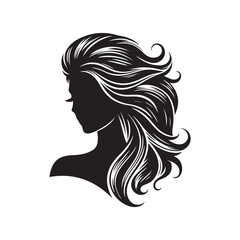 Black Color Woman Hairstyle silhouette design Vector Illustration, Solid White Background 59.eps