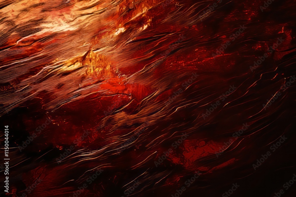 Poster stained cherry wood texture showcasing rich deep red hues with natural grain patterns and glossy fin