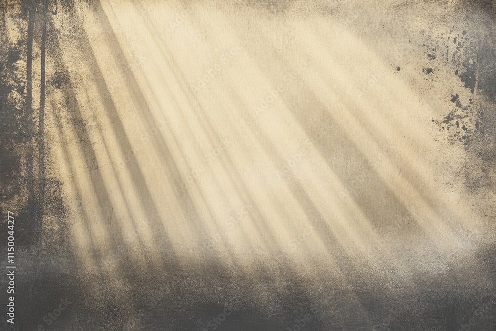 Poster Subtle sun rays breaking through mist create a serene atmosphere in a tranquil setting