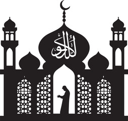 Mosque prayer silhouette vector