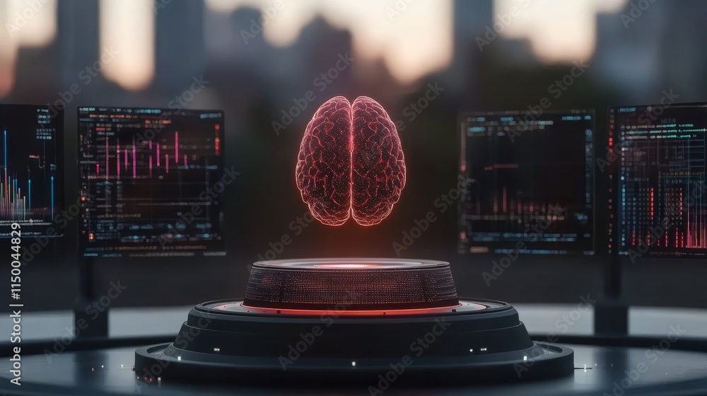 Aufkleber ai brain digital mind neural network data analysis technology concept