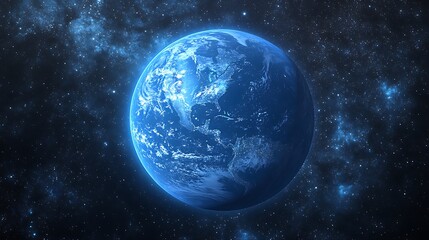 The Earth with blue lights from the city a dark sky galaxy space