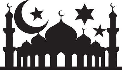 Mosque prayer silhouette vector