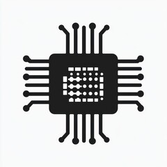 Microchip illustration depicting digital technology processing