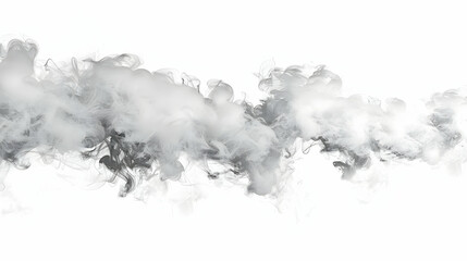 Abstract Gray Smoke Clouds Against a White Background