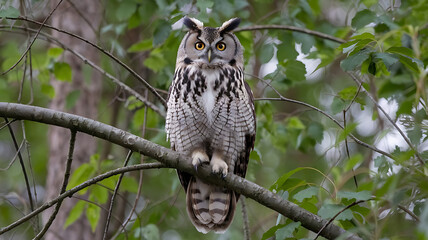 Obraz premium boreal owl in leaves 