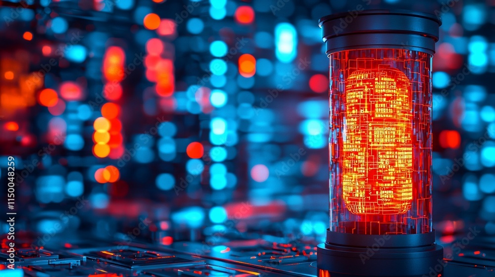 Poster glowing circuitry contained within a protective cylinder