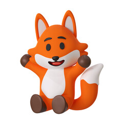 Cute Fox Mascot Sitting Pose