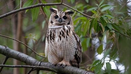 Obraz premium boreal owl in leaves 