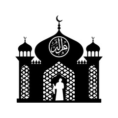 mosque prayer silhouette vector