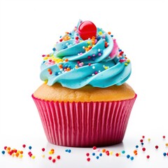 Sweet Celebration Cupcake, Vibrant Sprinkles and a Perfect Red Cherry Accent