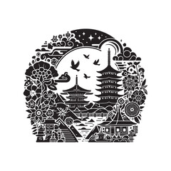 Black Color Silhouette Vector Illustration, Solid White Background 54.eps