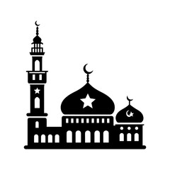 mosque prayer silhouette vector