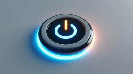 Glowing power button on white background 