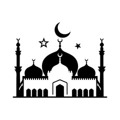 mosque prayer silhouette vector