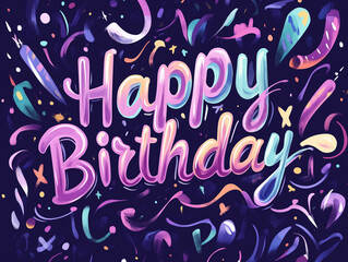 Happy birthday card design_purple theme
