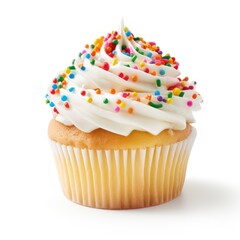 Simple Vanilla Cupcake with Creamy White Swirl and Vibrant Topping