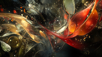 Abstract Fluid Art:  Swirling colors and dynamic forms create a mesmerizing abstract artwork.  The interplay of light and shadow evokes a sense of depth and movement.