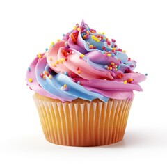 Rainbow Cupcake with Colorful Sprinkles, Cute Sweet Treat