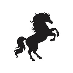 Fototapeta premium Majestic Silhouette of a Unicorn Rearing Up – Elegant Mythical Creature Vector Design 