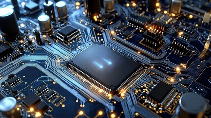 Fototapeta premium Detailed Semiconductor Packaging Facility with Advanced Circuitry