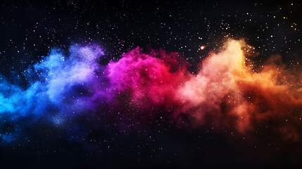 Obraz premium Cosmic Canvas: A vibrant nebula bursts with color against the inky black backdrop of space, showcasing a breathtaking display of celestial artistry. 