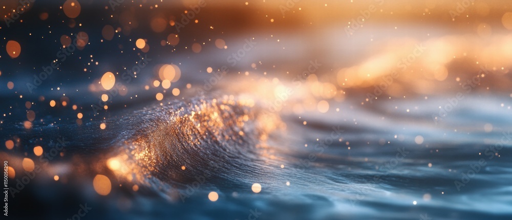 Poster beautiful abstract glow of water waves with shimmering bokeh effect