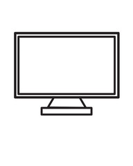 Computer monitor icon vector black and white 