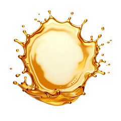 Yellow liquid splashing in motion with droplets